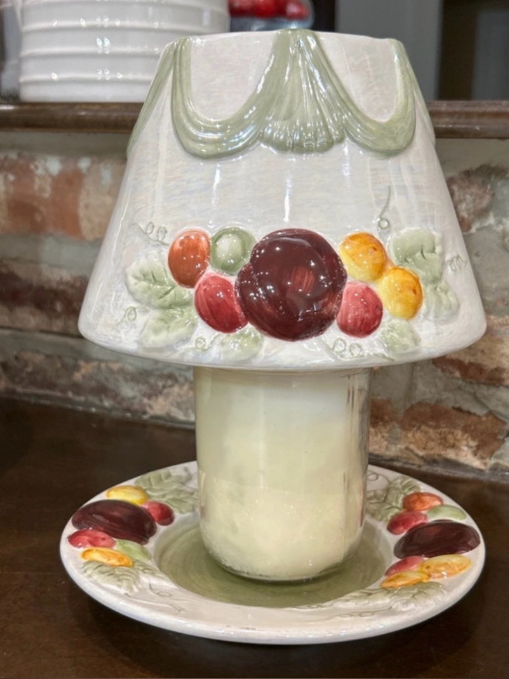 Yankee Candle Sugared Plums Iridescent Fruit Large Jar Shade & Plate Set